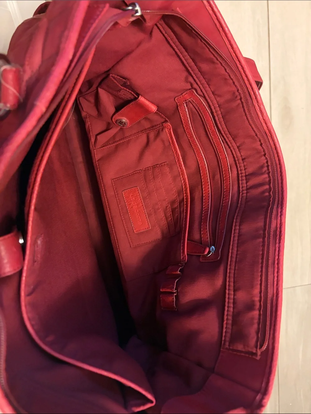 Red Quilted Tote Bag with Double Strap